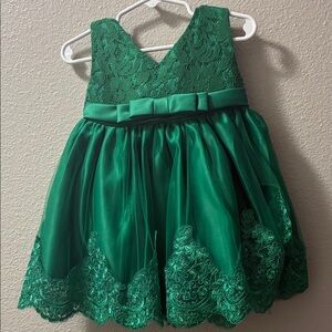 Elegant Green Lace Kids Dress